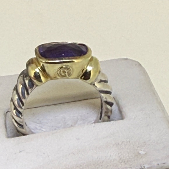 David Yurman 14K Yellow Gold & Sterling Silver Amethyst Noblesse Cable Ring Sz 6 - Picture 3 of 16